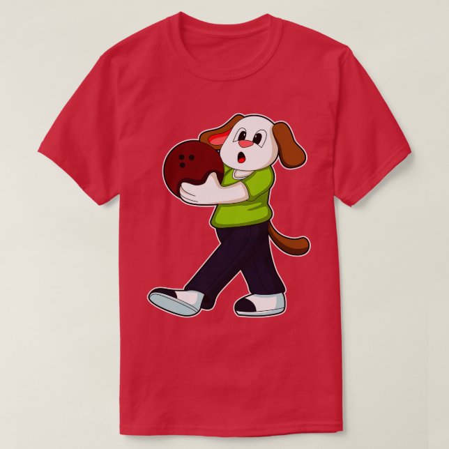 Hund i Bowling med Bowling ball 2 T Shirt (Design framsida)