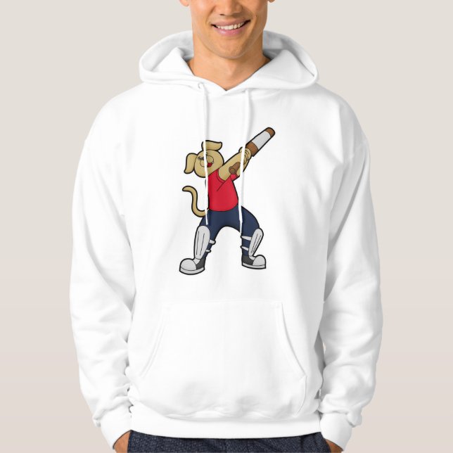 Hund i Cricket med Cricket fladdermus Hoodie (Framsida)