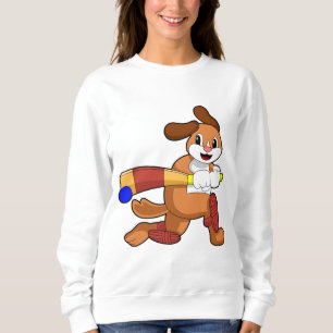 Hund i Cricket med Cricket fladdermus T Shirt
