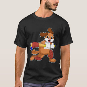 Hund i Cricket med Cricket fladdermus T Shirt