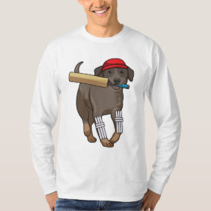 Hund i Cricket med Cricket fladdermus T Shirt