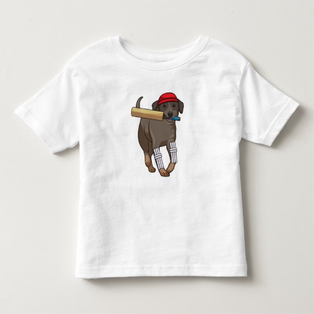 Hund i Cricket med Cricket fladdermus T Shirt (Framsida)