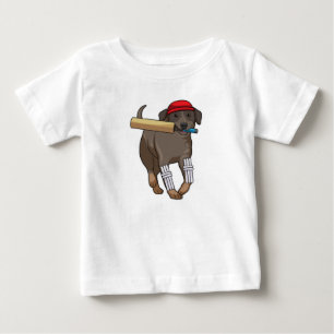 Hund i Cricket med Cricket fladdermus T Shirt