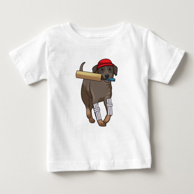 Hund i Cricket med Cricket fladdermus T Shirt (Framsida)