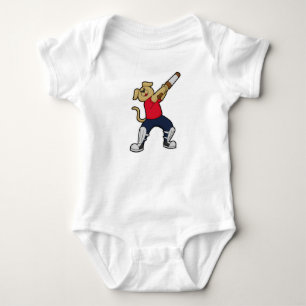 Hund i Cricket med Cricket fladdermus T Shirt