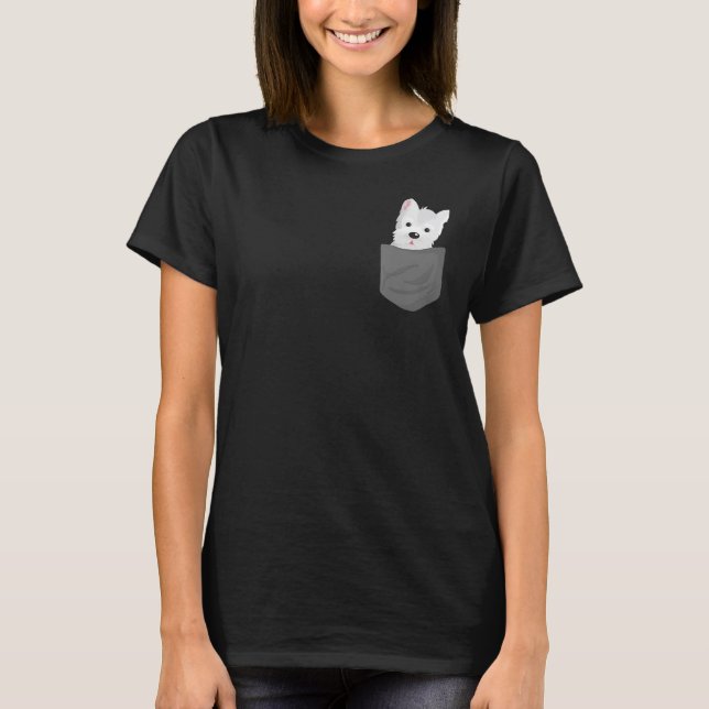 Hund i en Pocket Cute Westie Terrier Älskare Puppy T Shirt (Framsida)