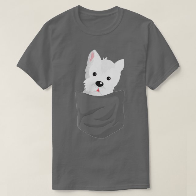 Hund i en Pocket Cute Westie Terrier Älskare Puppy T Shirt (Design framsida)