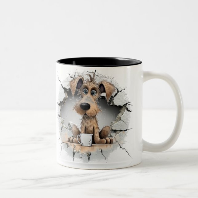 hund i en sprucken vägg Två-Tonad mugg (Höger)