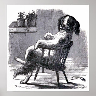 "Hund i en stol" illustration Poster