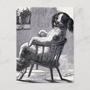 "Hund i en stol" illustration Vykort