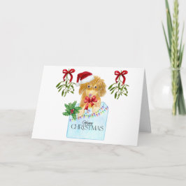 Hund i ett blått julkort kort