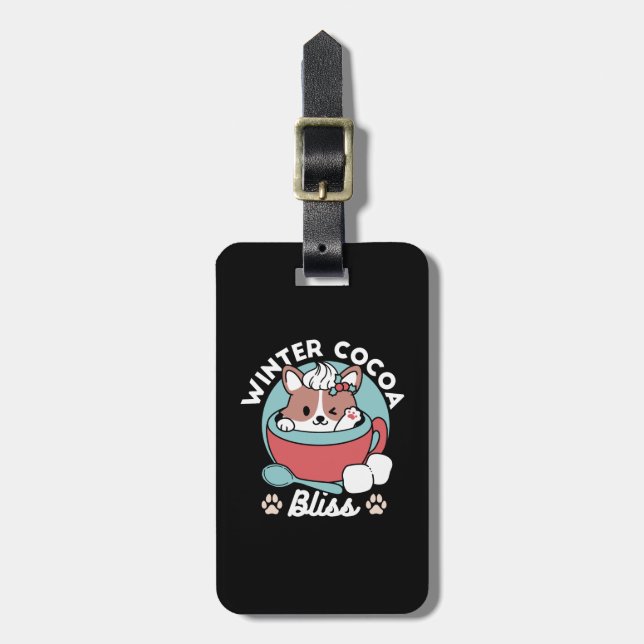 Hund i Festive Mugg for Helgdag Vibes - Winter Coc Bagagebricka (Vertikal Framsida)