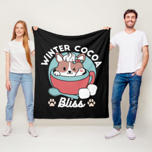 Hund i Festive Mugg for Helgdag Vibes - Winter Coc Fleecefilt