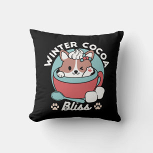 Hund i Festive Mugg for Helgdag Vibes - Winter Coc Kudde