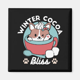 Hund i Festive Mugg for Helgdag Vibes - Winter Coc Magnet