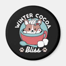 Hund i Festive Mugg for Helgdag Vibes - Winter Coc Magnet