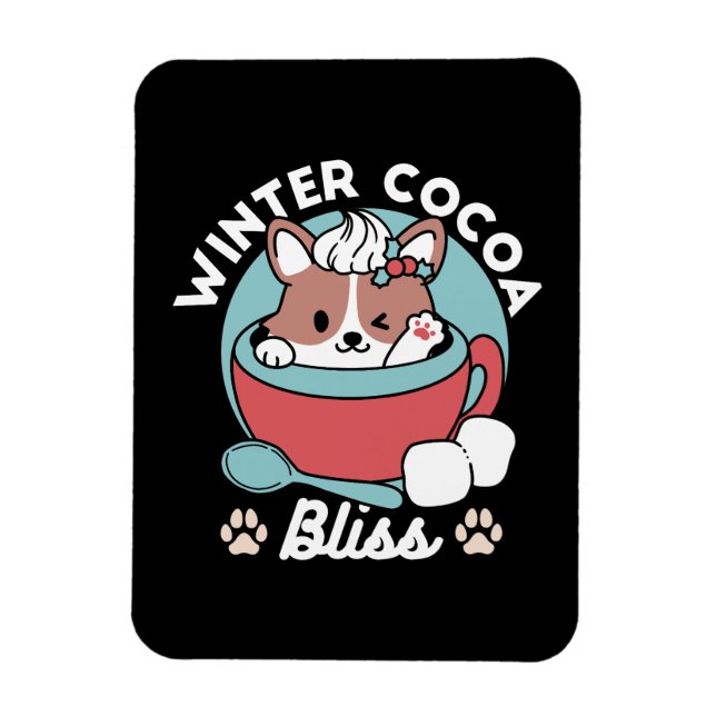 Hund i Festive Mugg for Helgdag Vibes - Winter Coc Magnet (Vertikal)