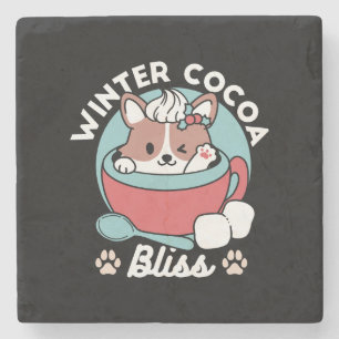 Hund i Festive Mugg for Helgdag Vibes - Winter Coc Stenunderlägg