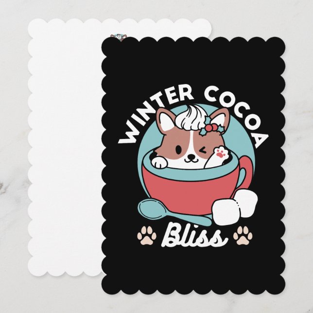 Hund i festlig mugg för semestervibbar - Vinter-Co Julkort (Fram/baksida)