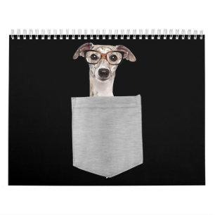 Hund i fickan med glasögon kalender