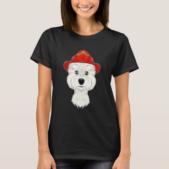 Hund I Fireman Hund I Firefighter Väster Highland  T Shirt (Framsida)