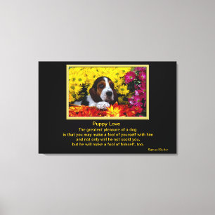 Hund i Flowers Canvastryck