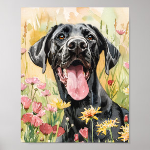 Hund i great dane Poster vattenfärgsutskrift i