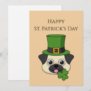 Hund i hatt och Shamrock St Patrick's   Anpassa Julkort