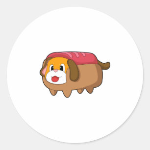 Hund i Hotdog Runt Klistermärke