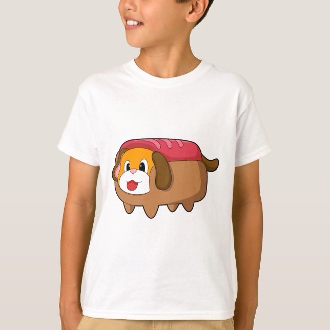 Hund i Hotdog T Shirt (Framsida)
