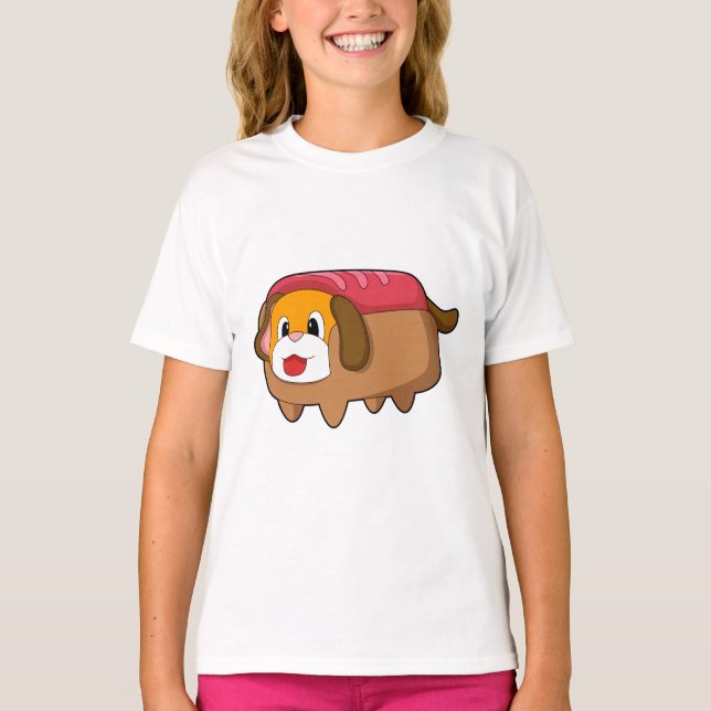Hund i Hotdog T Shirt (Framsida)