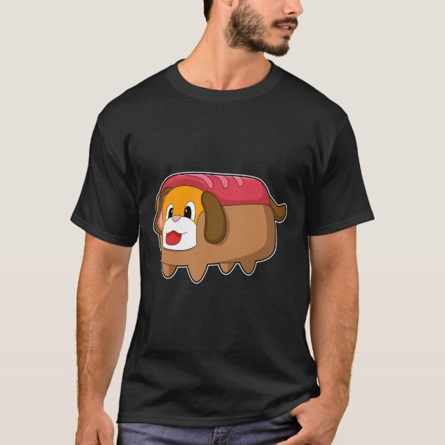 Hund i Hotdog T Shirt (Framsida)