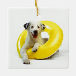 ***HUND I INRE TUBE*** CHRISMAS ORNATION JULGRANSPRYDNAD KERAMIK