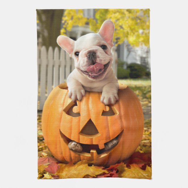 Hund i Jack-o-Lantern Kökshandduk (Vertikal)