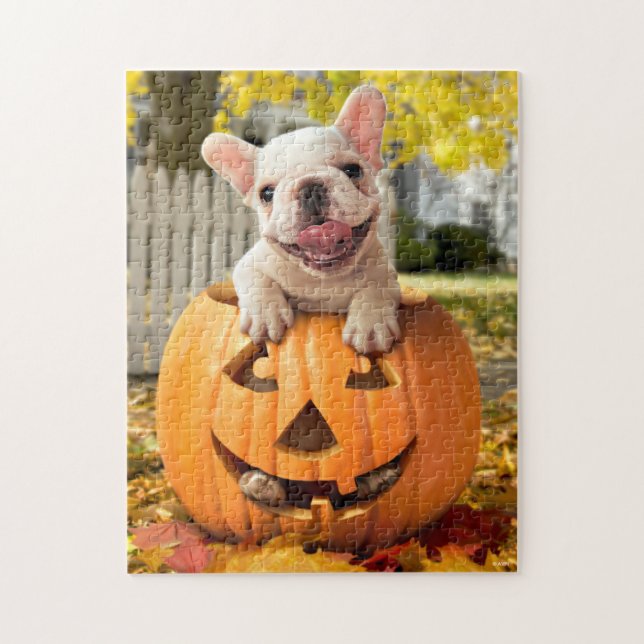 Hund i Jack-o-Lantern Pussel (Vertikal)
