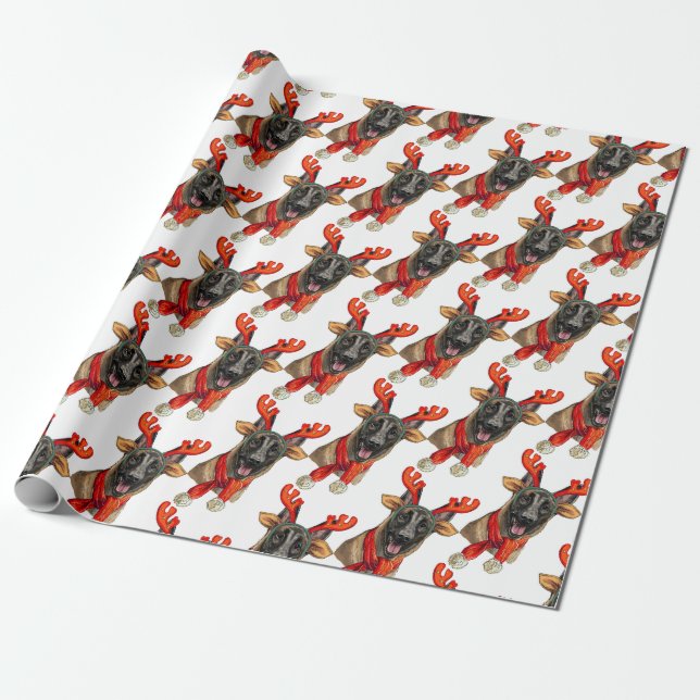 Hund i jul Malinois Presentpapper (Utrullad)