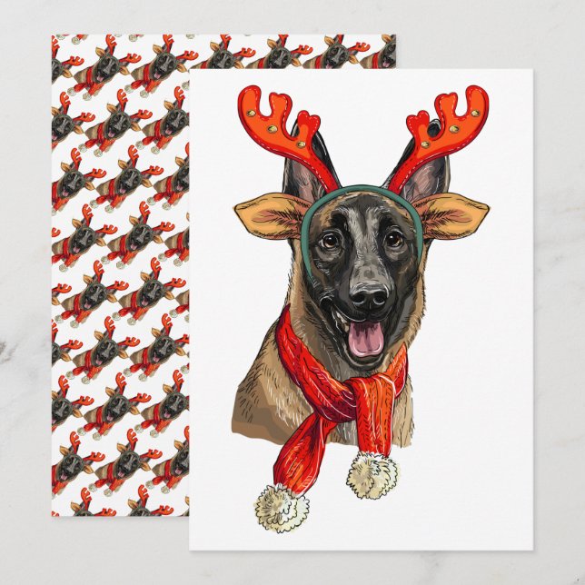 Hund i jul Malinois Spara Datumet (Fram/baksida)