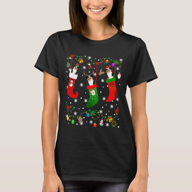 hund i julsockeln Rener Santa Hund T Shirt (Framsida)