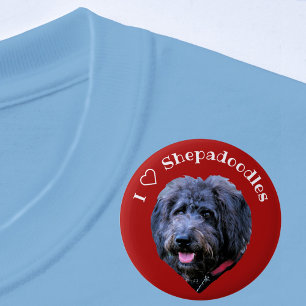 Hund I Kärlek Shepadoodles Red and White Button Knapp
