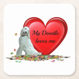 Hund i Löv Hjärtat Papper Underlägg