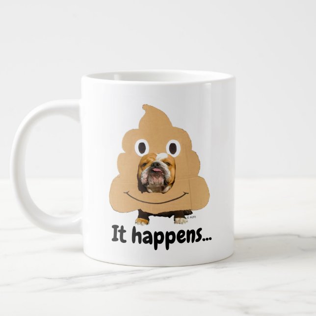 Hund i Poop Emoji Costume Jumbo Mugg (Vänster)
