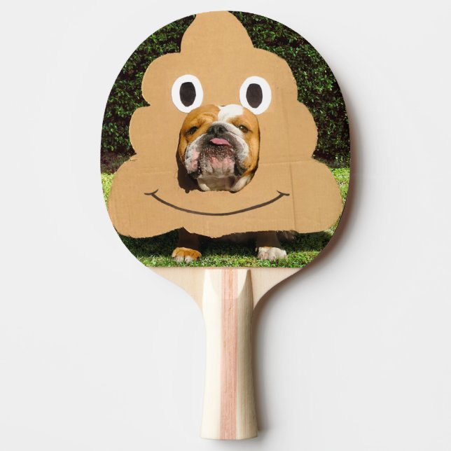 Hund i Poop Emoji Costume Pingisracket (Framsidan)
