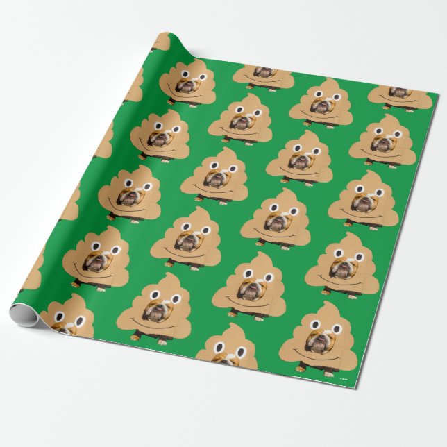 Hund i Poop Emoji Costume Presentpapper (Utrullad)