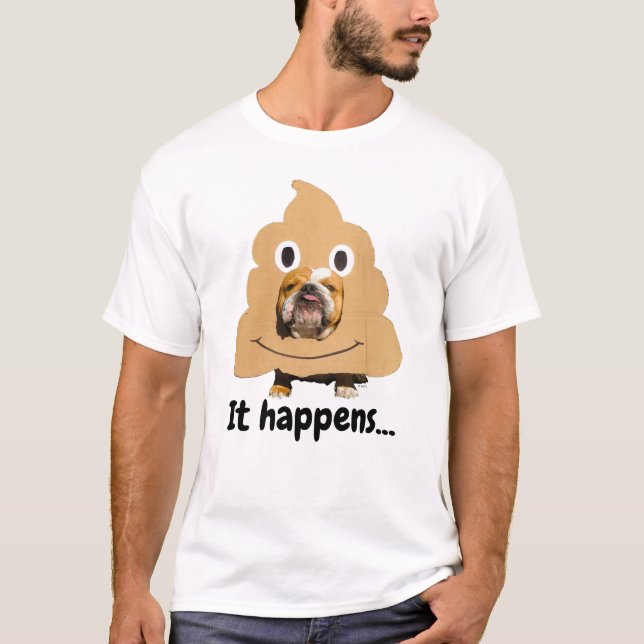 Hund i Poop Emoji Costume T Shirt (Framsida)