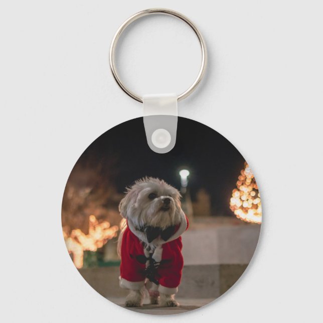 Hund i Santa costume Nyckelring (Framsida)