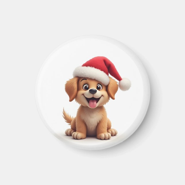 Hund i Santa hat Magnet (Framsidan)