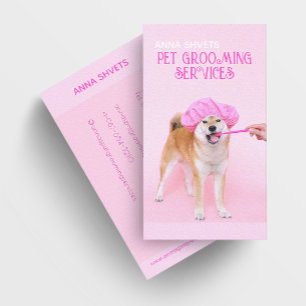 Hund i Shower Cap Pet Grooming Services Visitkort