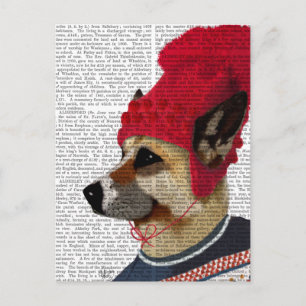 Hund i Ski Sweater 2 Vykort