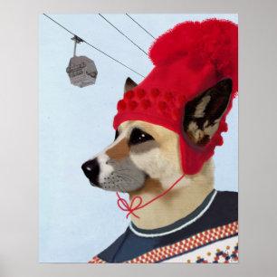 Hund i Ski Sweater Poster