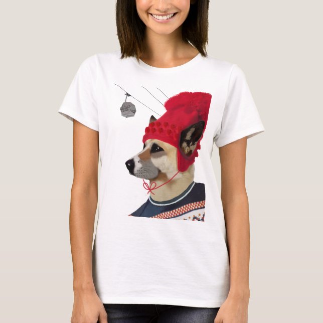 Hund i Ski Sweater Tee Shirt (Framsida)